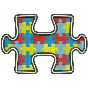 Autism Awareness Puzzle Piece Filled Machine Embroidery Design Digitized Pattern